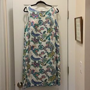 Just Like New Sleeveless LinedTalbots Dress, Size 16, Machine Washable Cotton/Sp